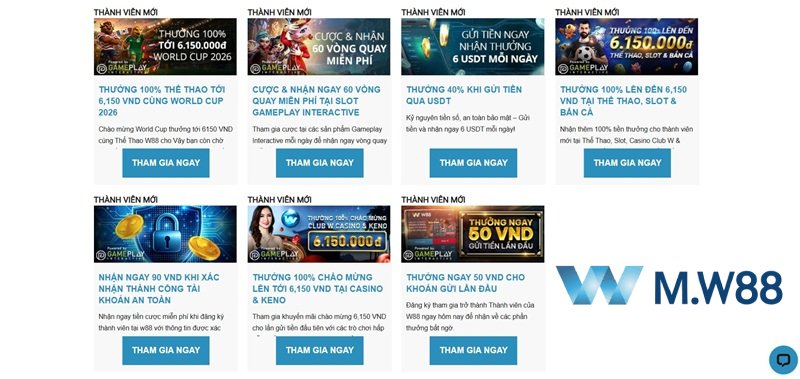 Tổng hợp các ưu đãi khuyến mãi khủng cho thành viên truy cập từ Link Vào W88 Mobile