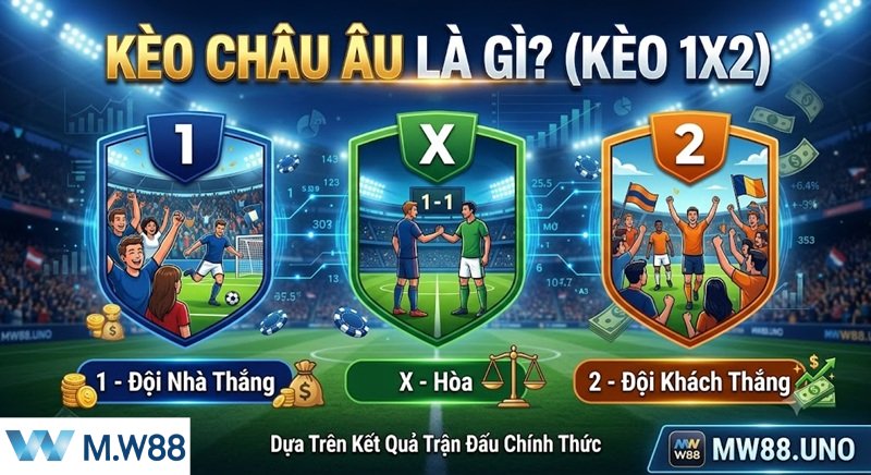 Kèo châu âu là gì? Khái niệm cược 1X2 và cách đặt cược chuẩn xác tại M.W88.
